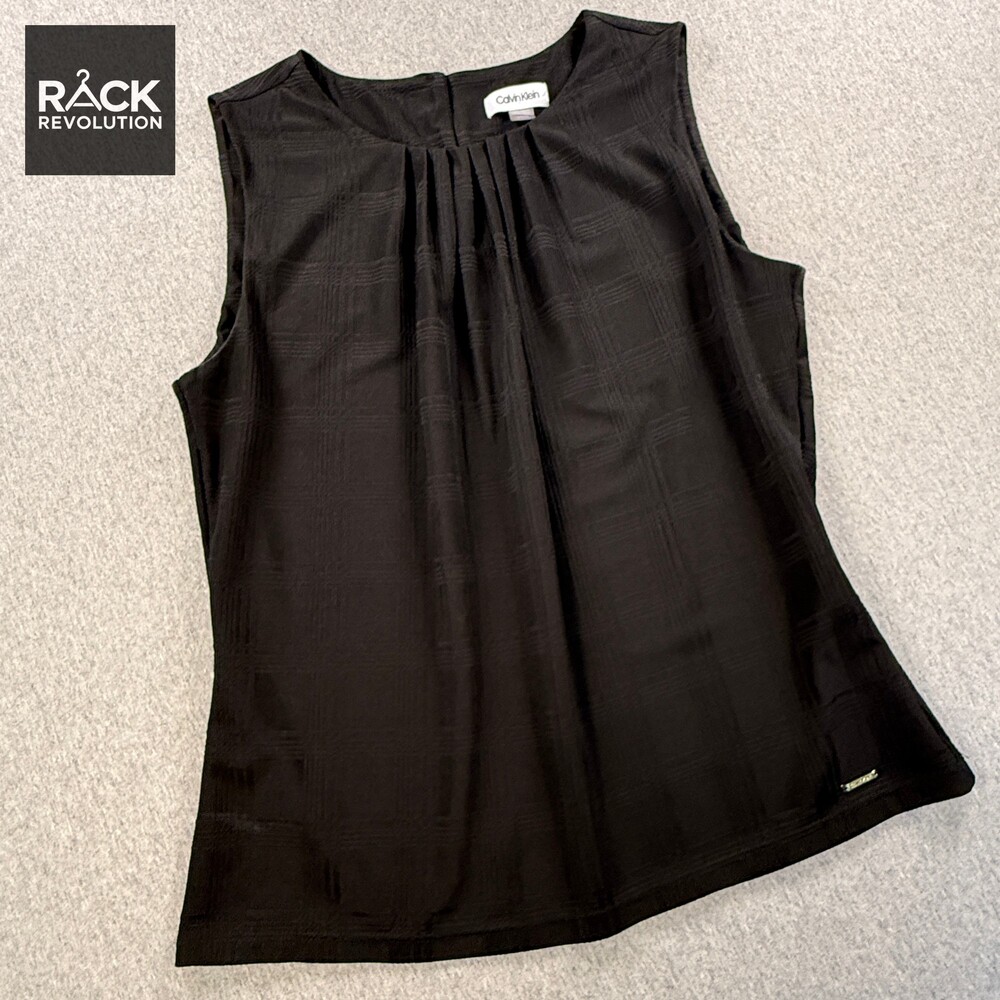 Calvin Klein Large Black Textured Sleeveless Top